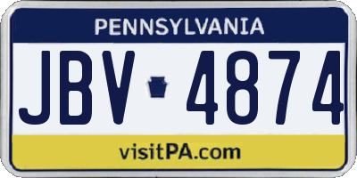 PA license plate JBV4874