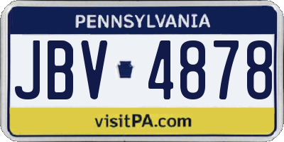 PA license plate JBV4878