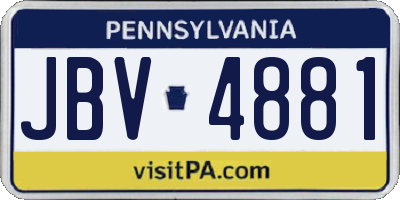 PA license plate JBV4881