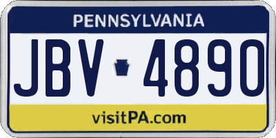 PA license plate JBV4890