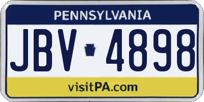 PA license plate JBV4898