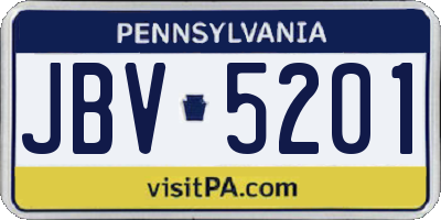 PA license plate JBV5201