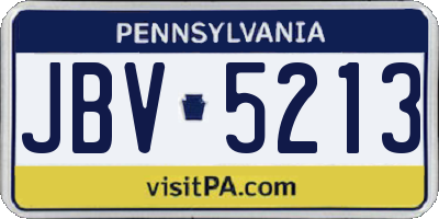 PA license plate JBV5213