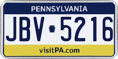 PA license plate JBV5216