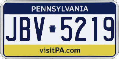 PA license plate JBV5219