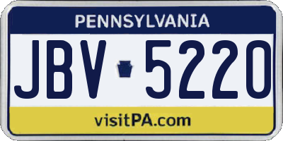 PA license plate JBV5220