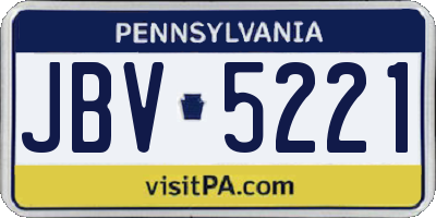PA license plate JBV5221