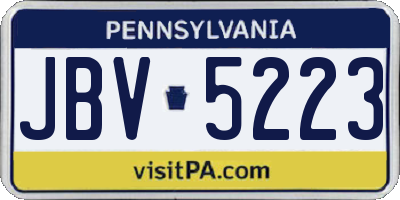 PA license plate JBV5223