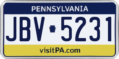 PA license plate JBV5231