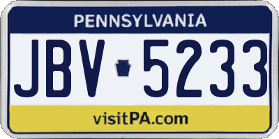 PA license plate JBV5233