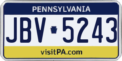 PA license plate JBV5243