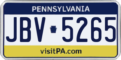 PA license plate JBV5265