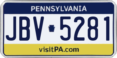 PA license plate JBV5281