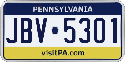 PA license plate JBV5301