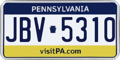 PA license plate JBV5310