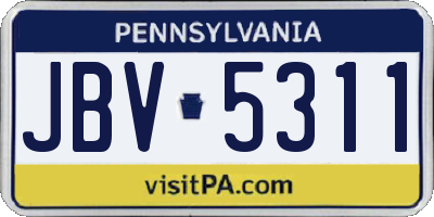 PA license plate JBV5311