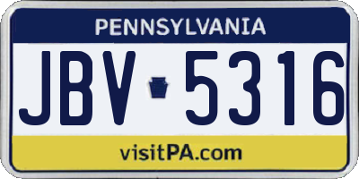 PA license plate JBV5316