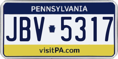 PA license plate JBV5317