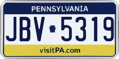 PA license plate JBV5319