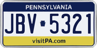 PA license plate JBV5321