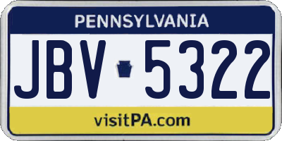 PA license plate JBV5322