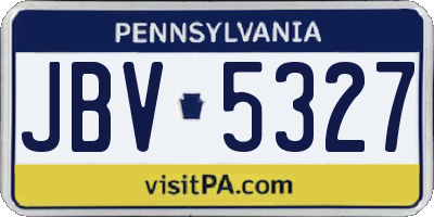 PA license plate JBV5327
