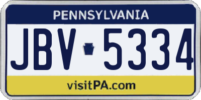 PA license plate JBV5334