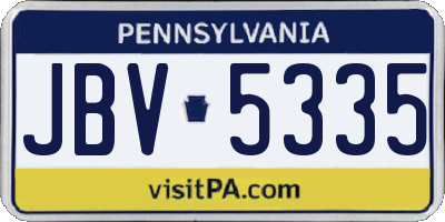 PA license plate JBV5335