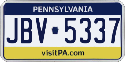 PA license plate JBV5337
