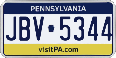 PA license plate JBV5344
