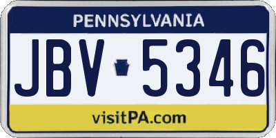 PA license plate JBV5346
