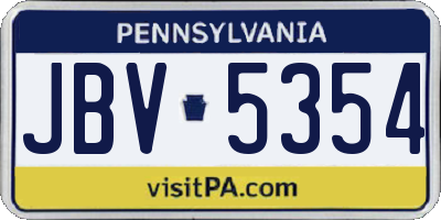 PA license plate JBV5354