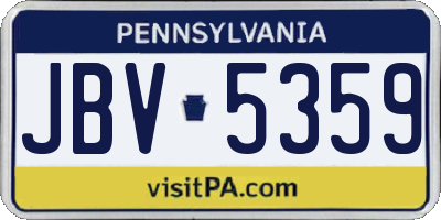 PA license plate JBV5359