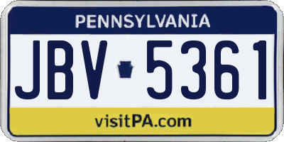 PA license plate JBV5361