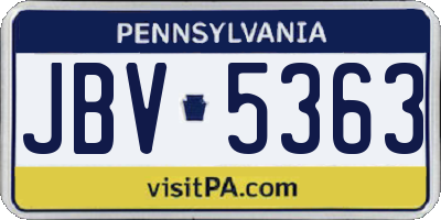 PA license plate JBV5363