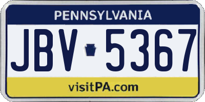 PA license plate JBV5367