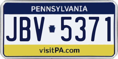 PA license plate JBV5371