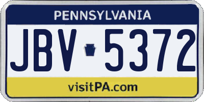 PA license plate JBV5372