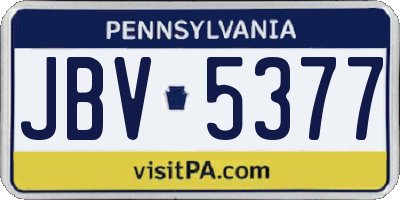 PA license plate JBV5377