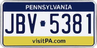 PA license plate JBV5381