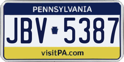 PA license plate JBV5387