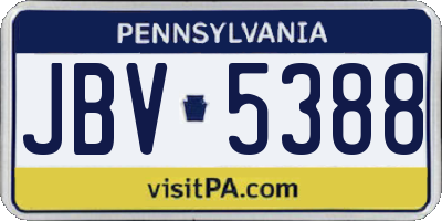 PA license plate JBV5388