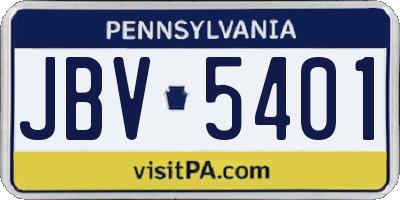 PA license plate JBV5401