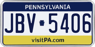 PA license plate JBV5406