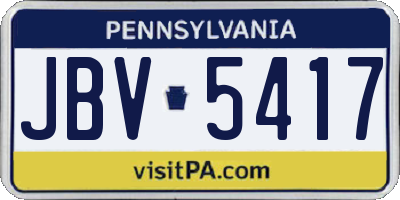 PA license plate JBV5417