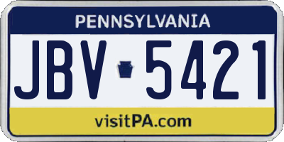 PA license plate JBV5421