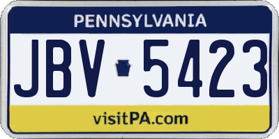 PA license plate JBV5423