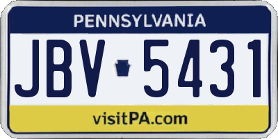 PA license plate JBV5431