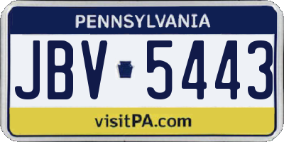 PA license plate JBV5443