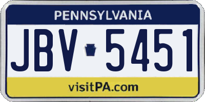PA license plate JBV5451